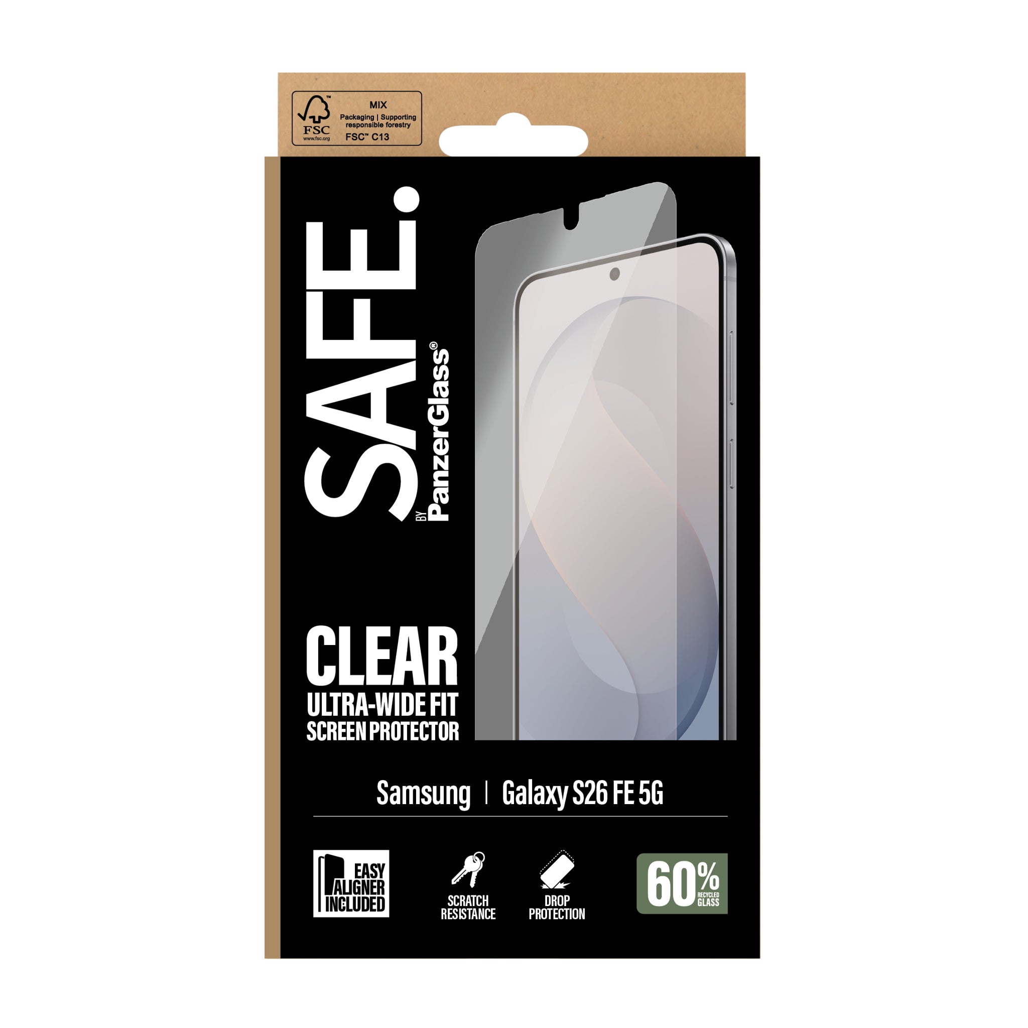 SAFE. by PanzerGlass® Samsung Galaxy S26 FE 5G | Ultra-Wide Fit m. EasyAligner